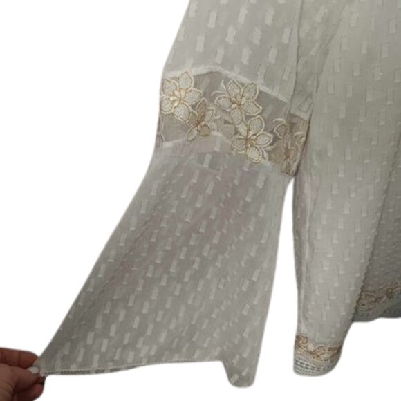 Tahari Sheer Cream Top Size Large - Picture 3 of 13